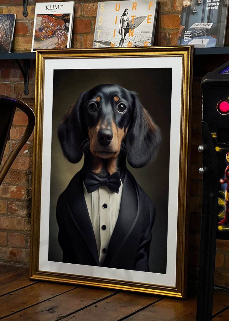 Niedlicher Dackel im Anzug