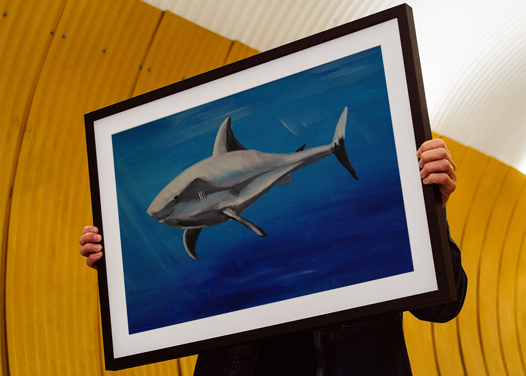 Tubarão sorridente na água