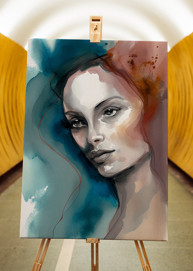 Woman in red and blue 