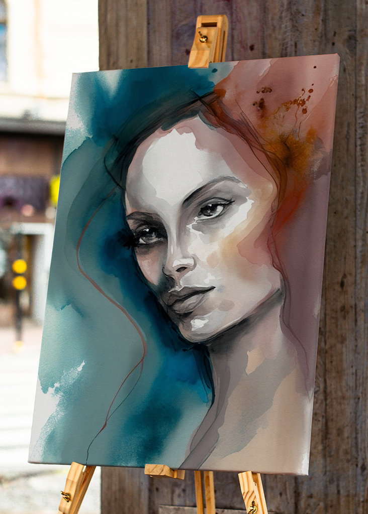 Woman in red and blue 