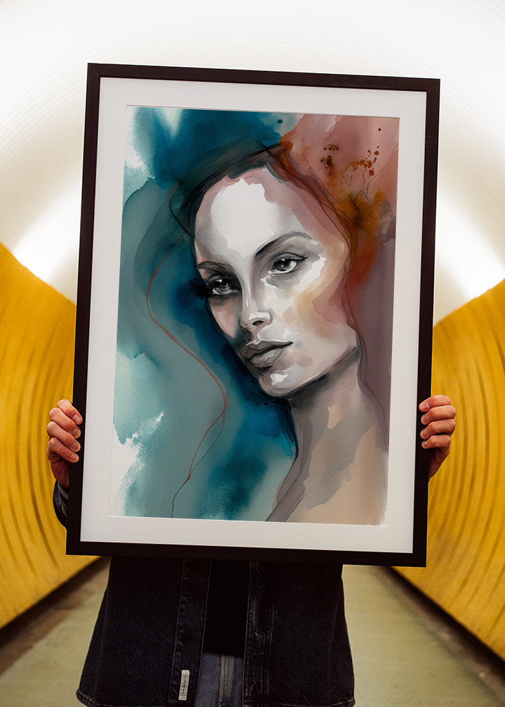 Woman in red and blue 