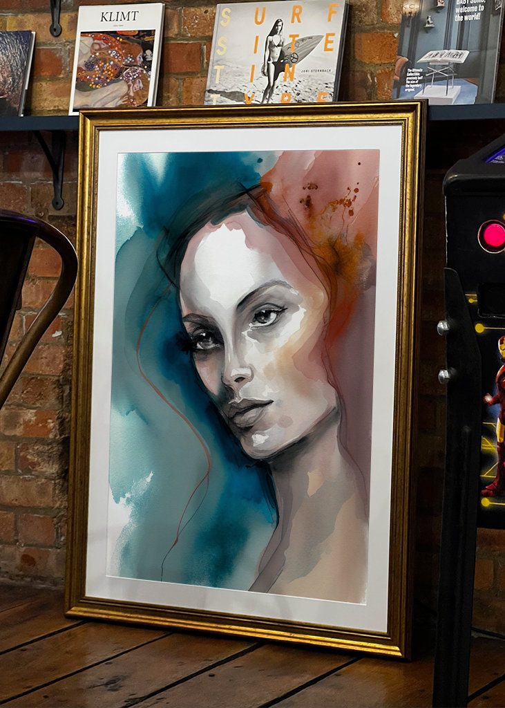 Woman in red and blue 