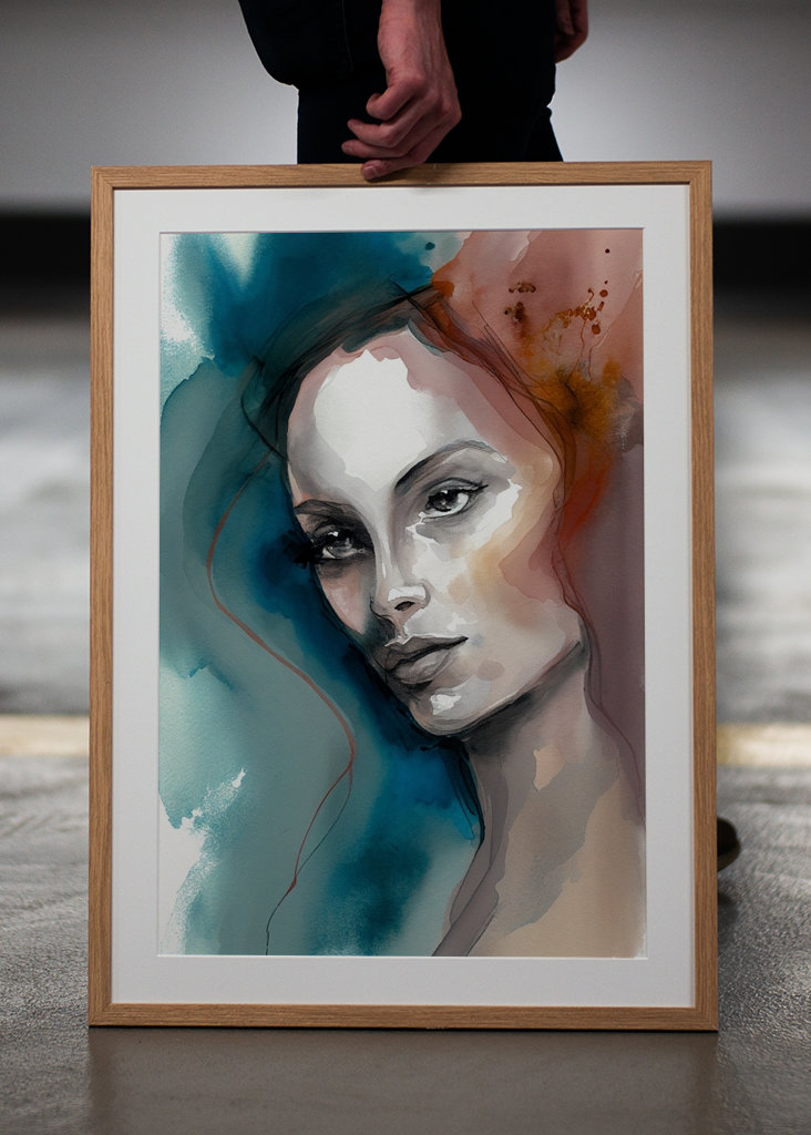 Woman in red and blue 