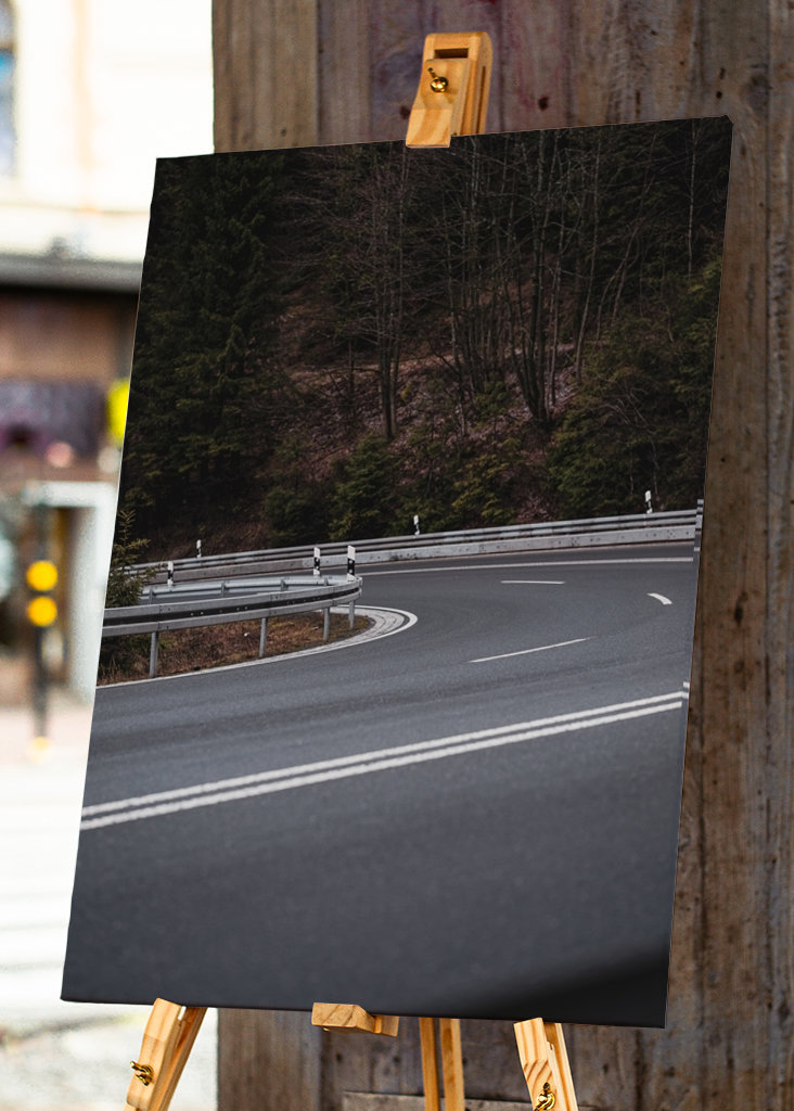 Landstraße zwischen den Bäumen