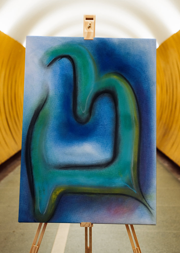 Abstrakte Formen - blau - grün