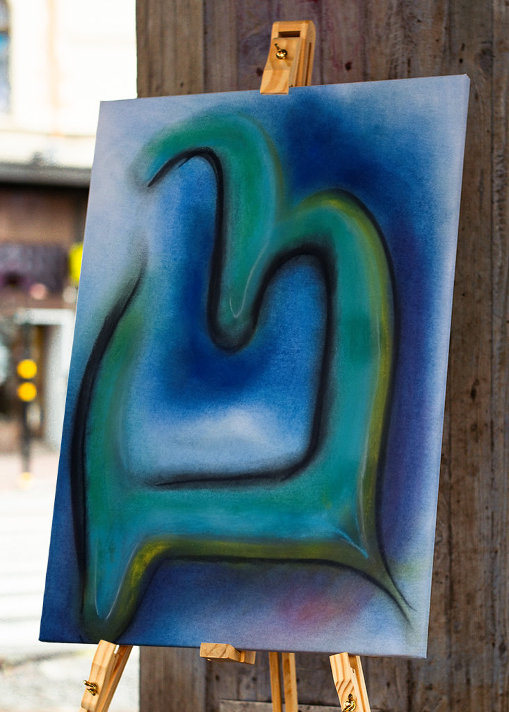 Abstrakte Formen - blau - grün