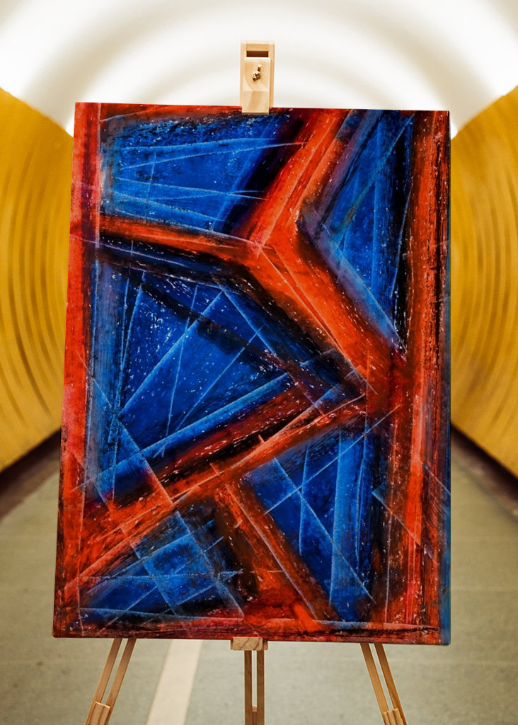 Blau und Orange-Rot - abstrakt