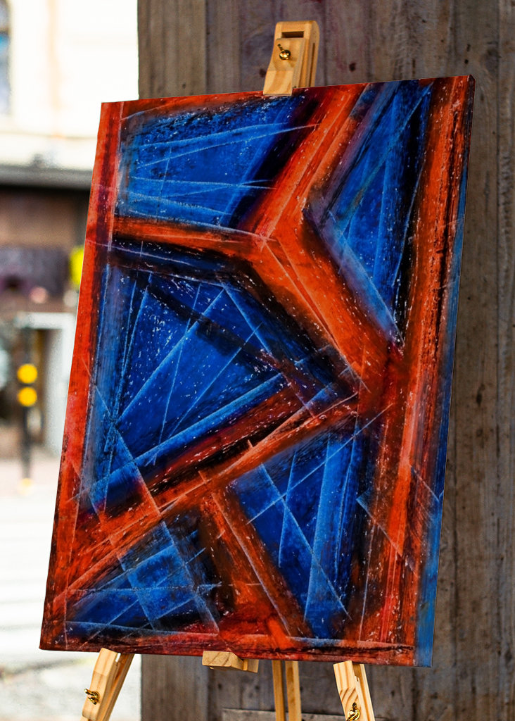 Blau und Orange-Rot - abstrakt