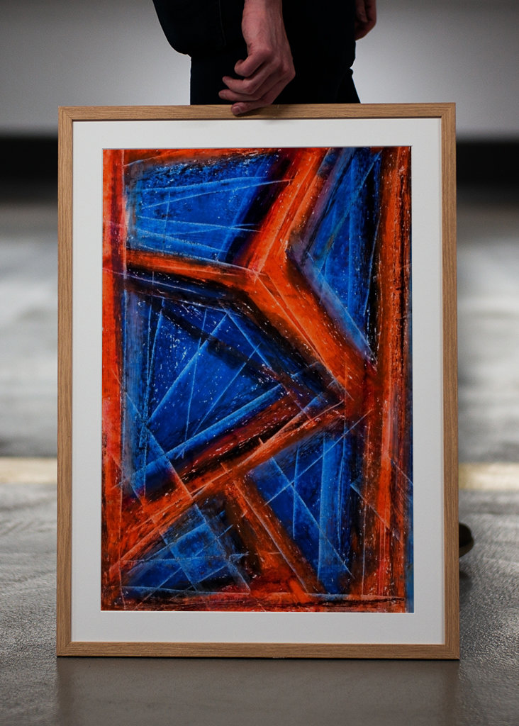 Blau und Orange-Rot - abstrakt