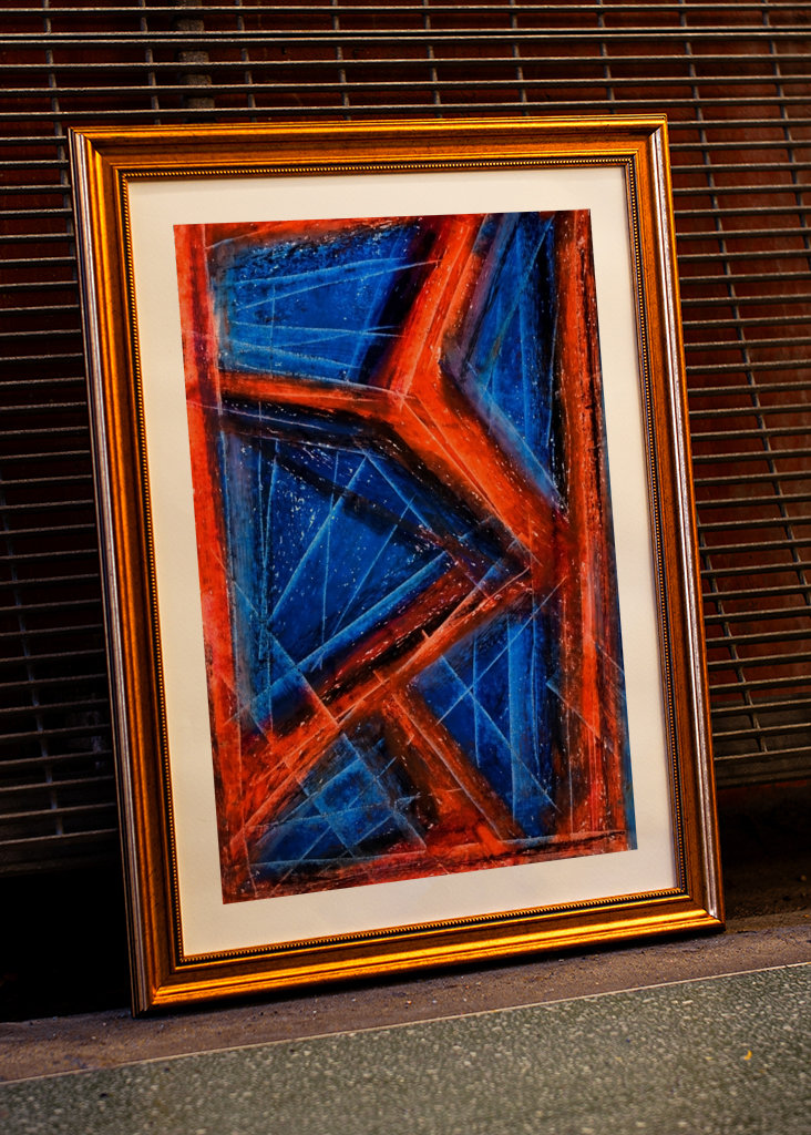 Blau und Orange-Rot - abstrakt