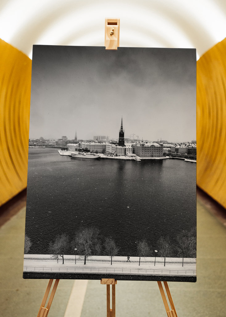 Schneebedecktes Stockholm BW