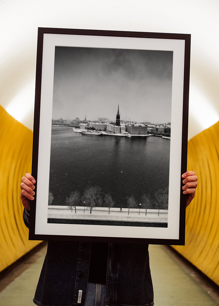 Schneebedecktes Stockholm BW