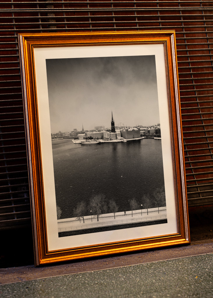 Schneebedecktes Stockholm BW