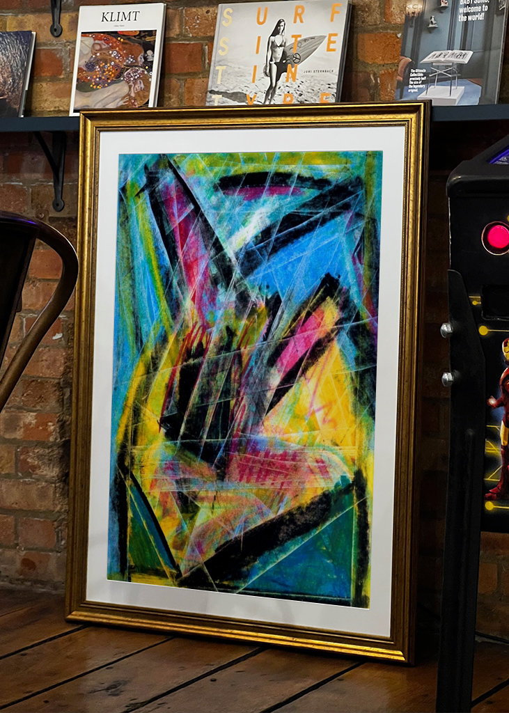 Abstrakte Formen blau gelb 