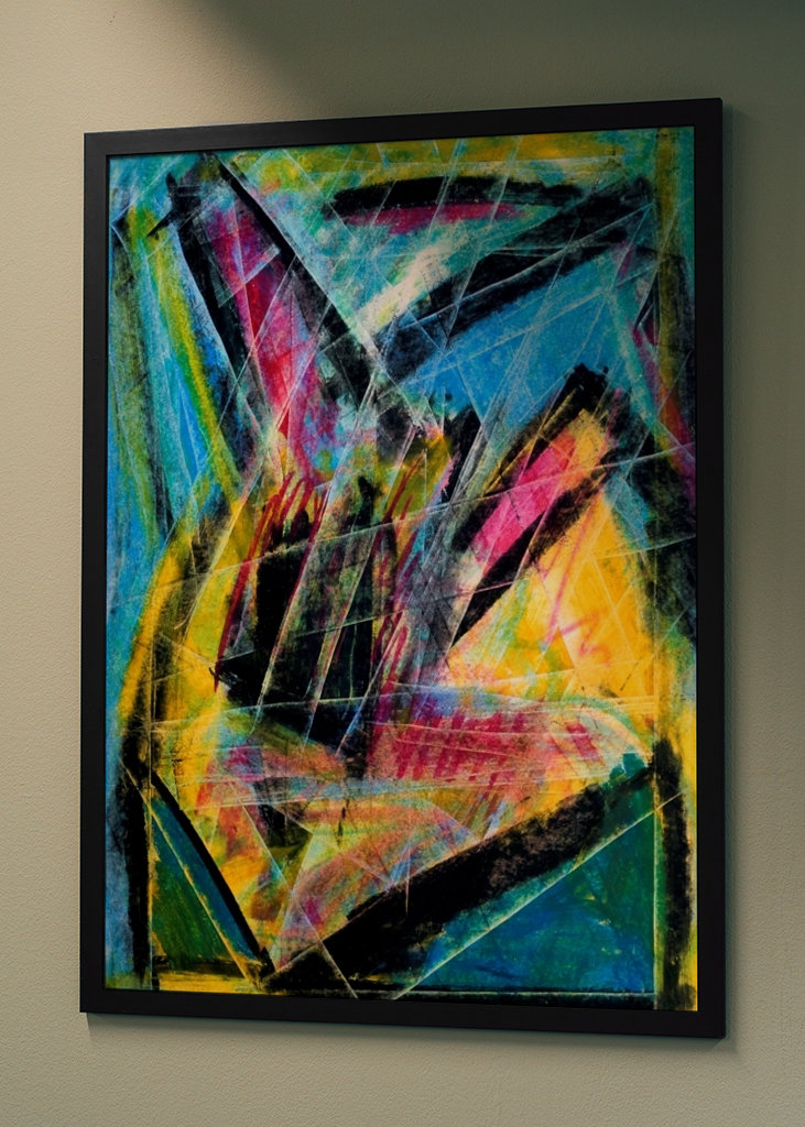 Abstrakte Formen blau gelb 