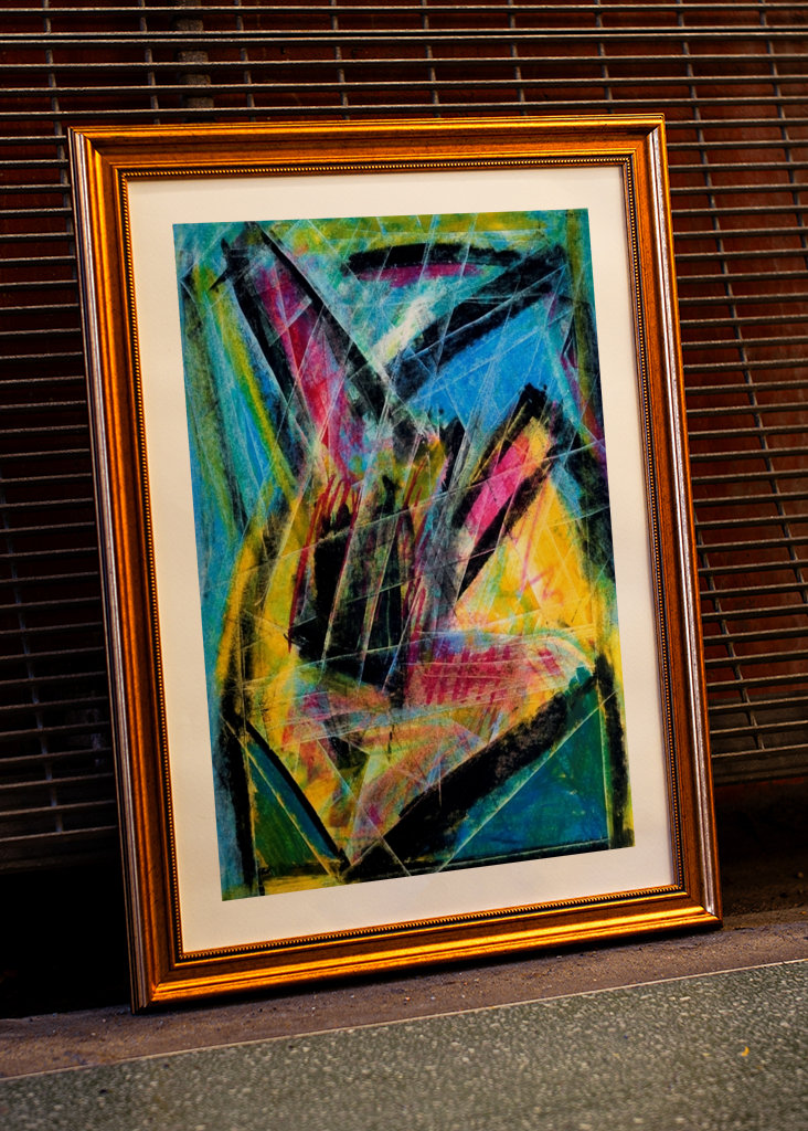 Abstrakte Formen blau gelb 