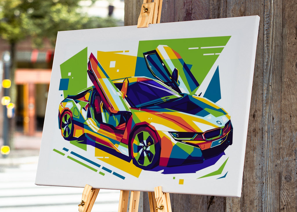 BMW i8 Sport Car Pop Art