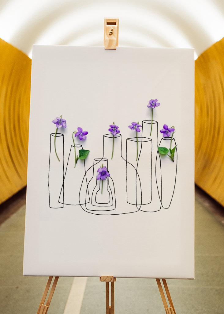 Violettes dans les vases