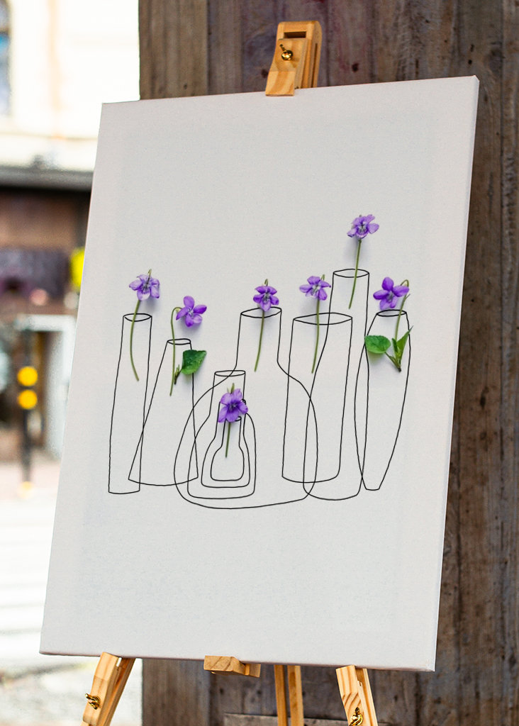 Violettes dans les vases