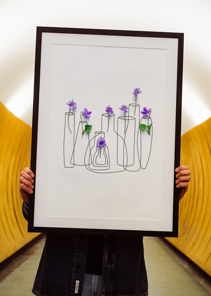 Violettes dans les vases