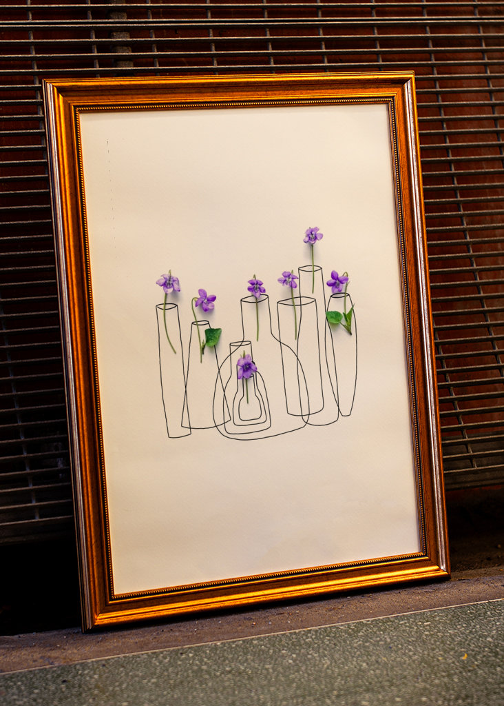 Violettes dans les vases