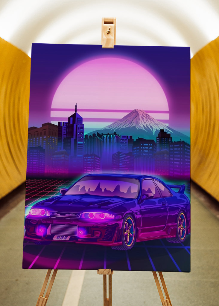 Skyline Gtr R33 Synthwave Fuji