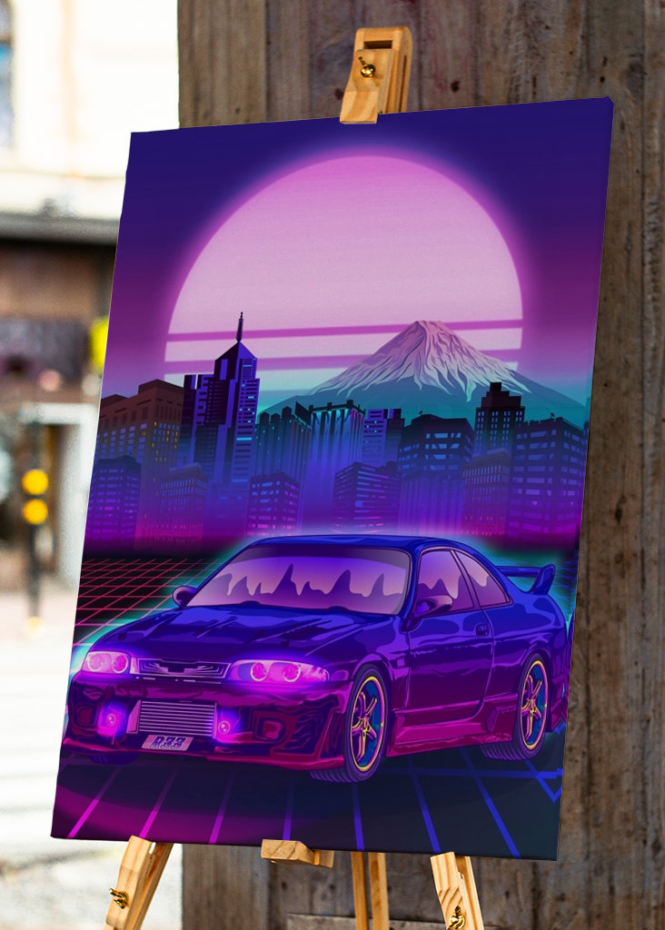 Skyline Gtr R33 Synthwave Fuji