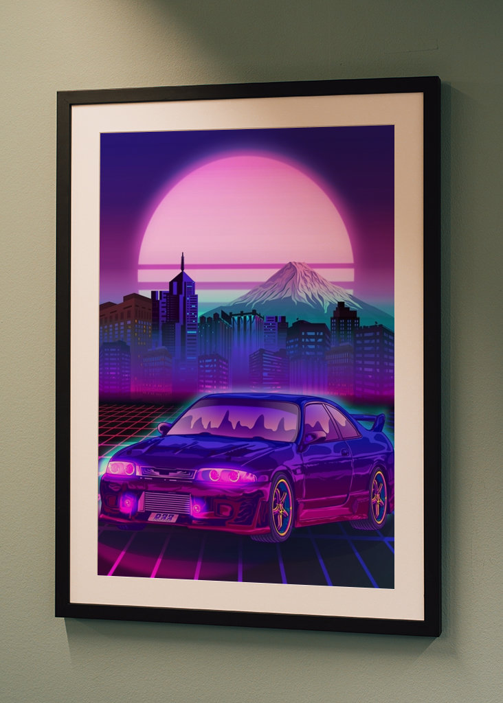Skyline Gtr R33 Synthwave Fuji