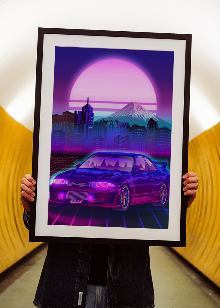 Skyline Gtr R33 Synthwave Fuji