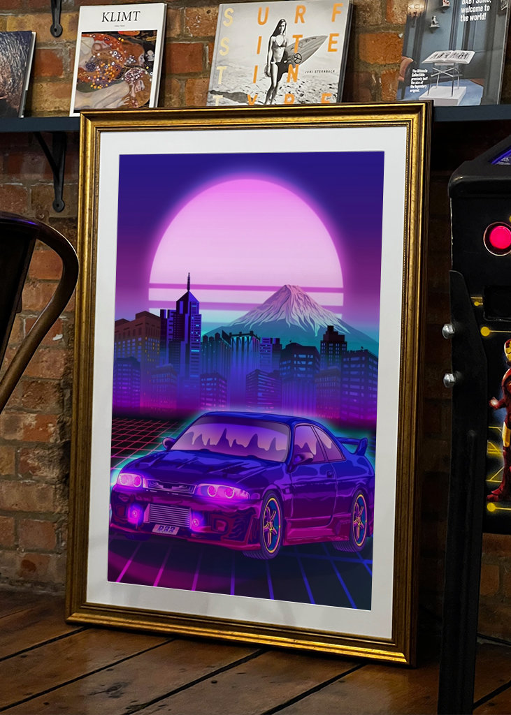 Skyline Gtr R33 Synthwave Fuji