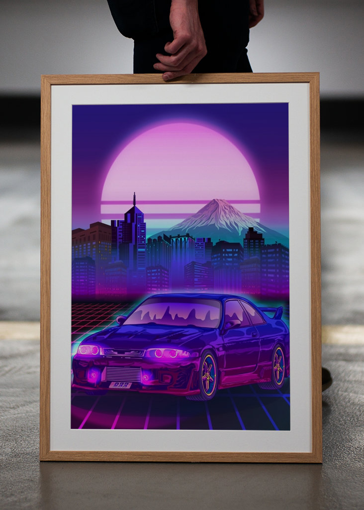 Skyline Gtr R33 Synthwave Fuji