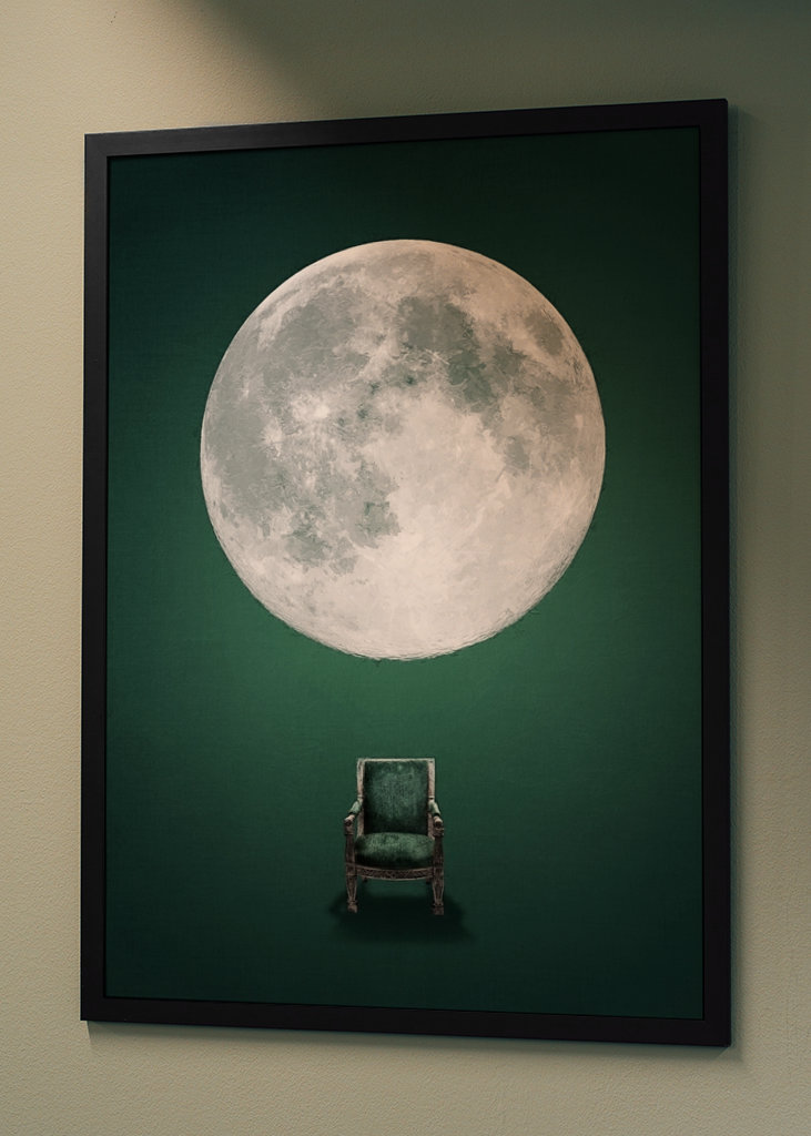 Surrealistický smaragdově zelený měsíc 1