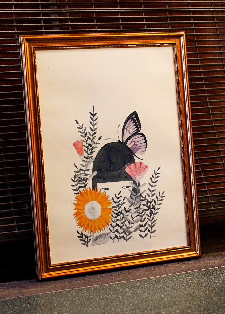 girl with a butterfly