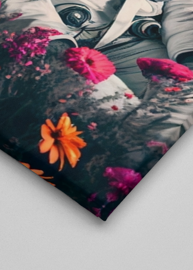 Astronaut in a flower field