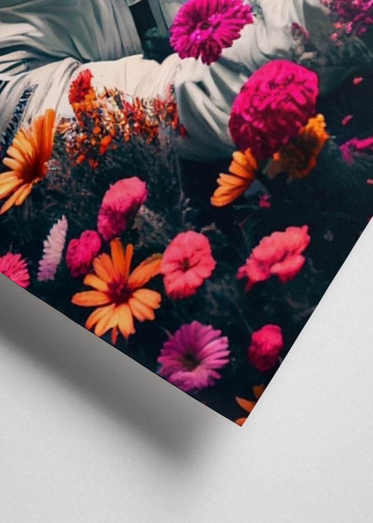 Astronaut in a flower field