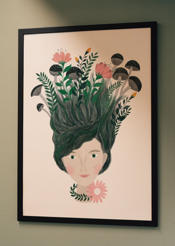 Portrait de femme avec des fleurs   