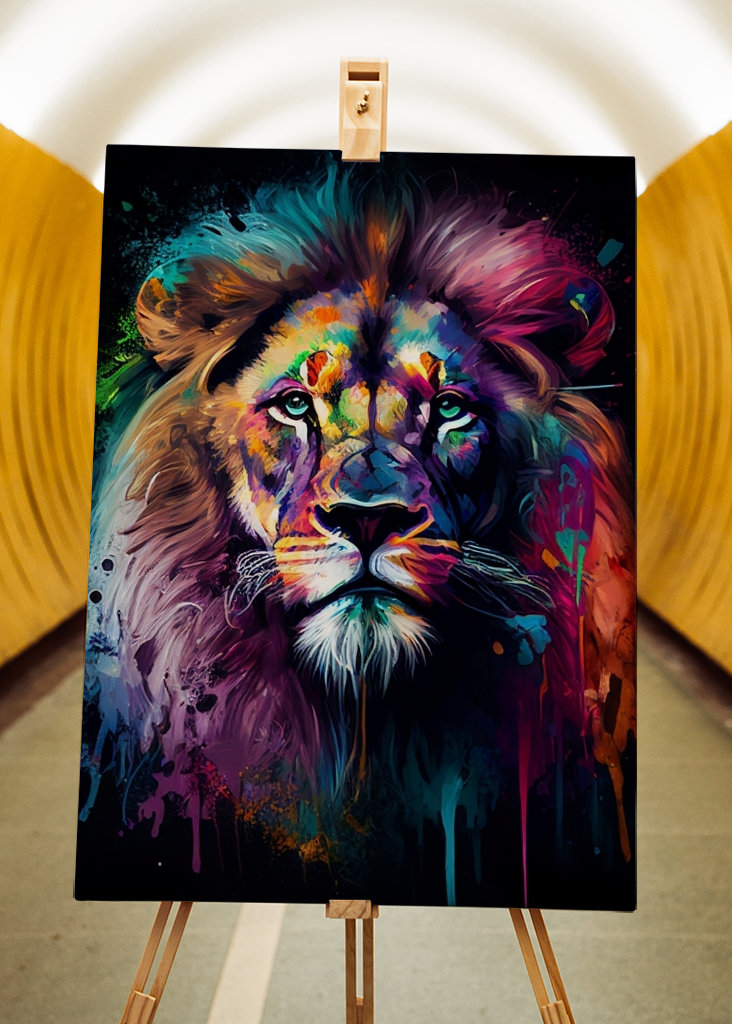 Lion coloré - Peinture