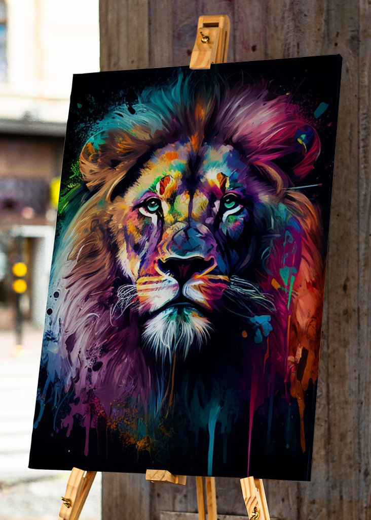 Lion coloré - Peinture