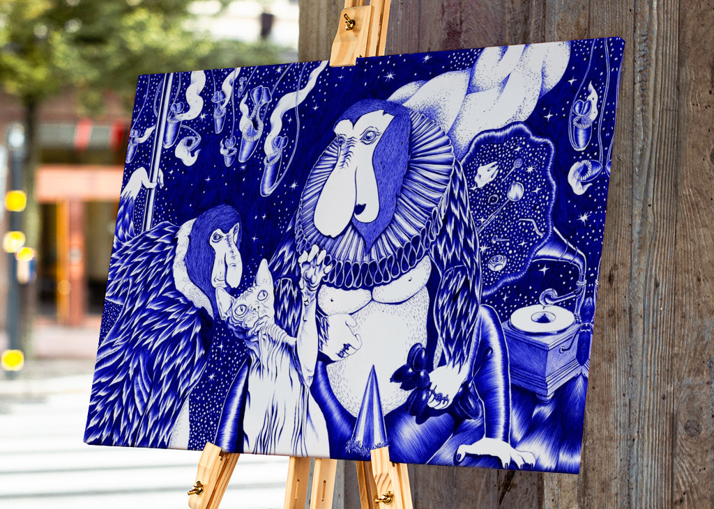 Proboscis abe og nøgen kat