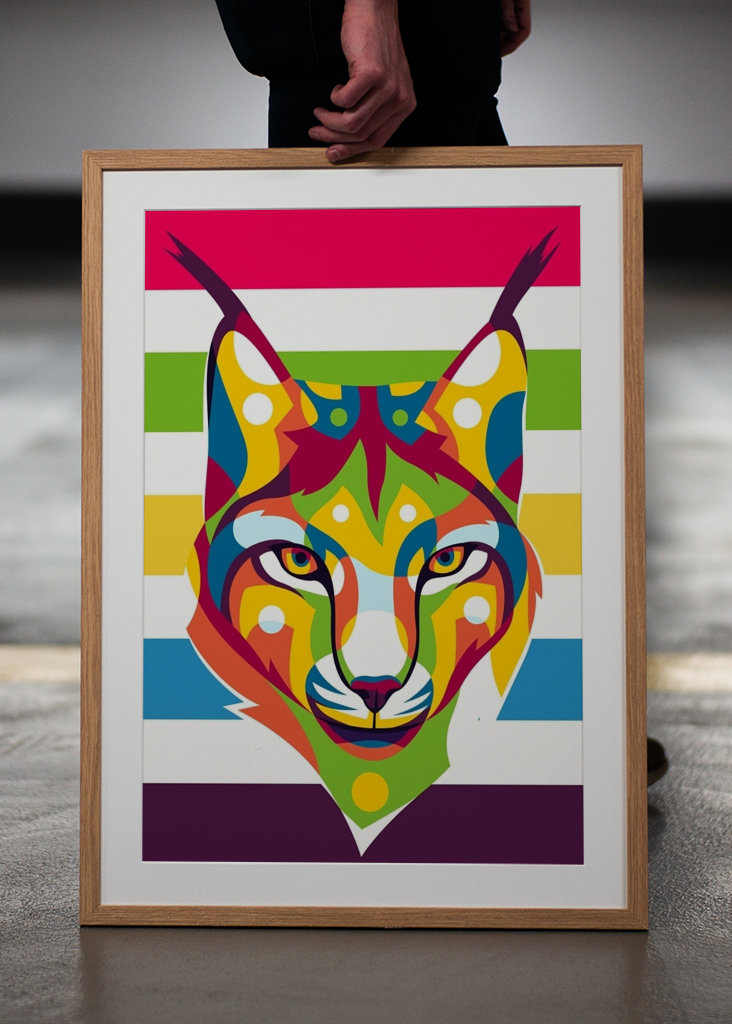 Cabeza de lince en estilo Pop Art