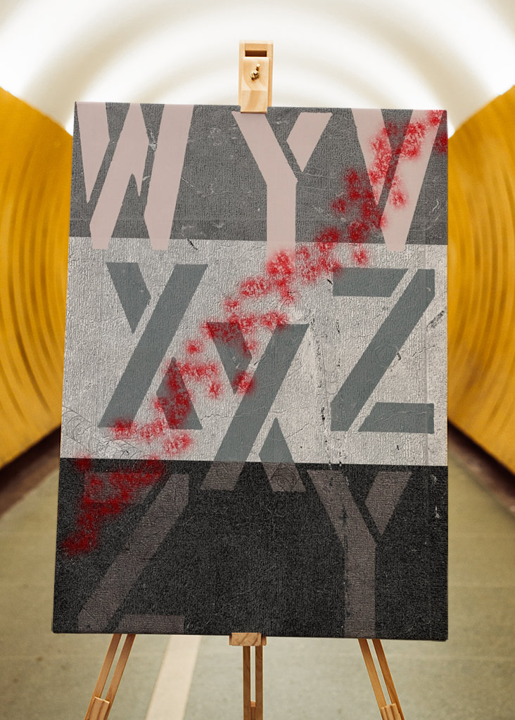 Nápisy a červená barva ve spreji