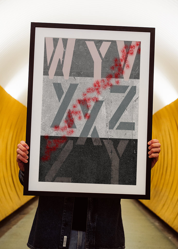 Nápisy a červená barva ve spreji