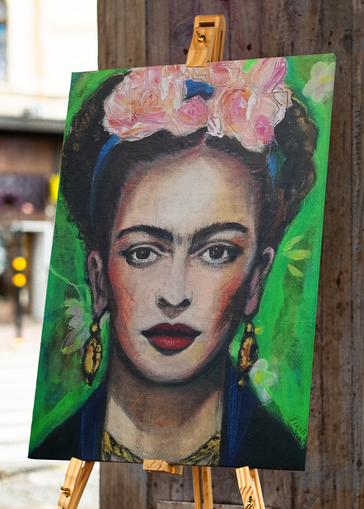 Frida Kahlo mit Blumen