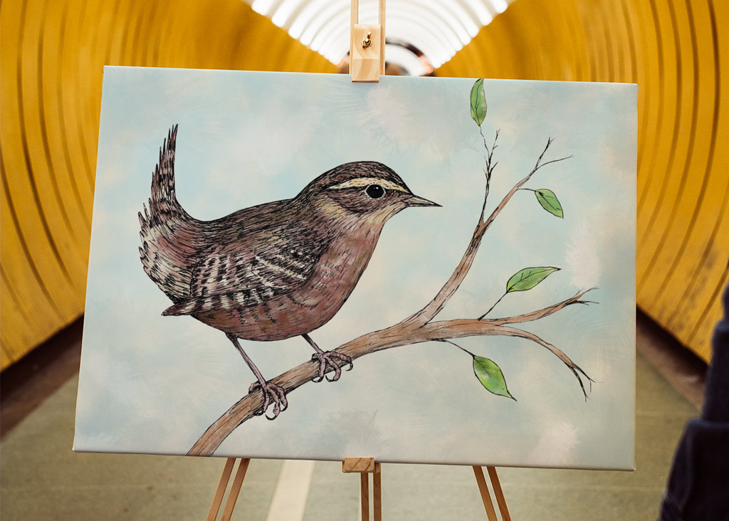 Farbige Tuschezeichnung von 