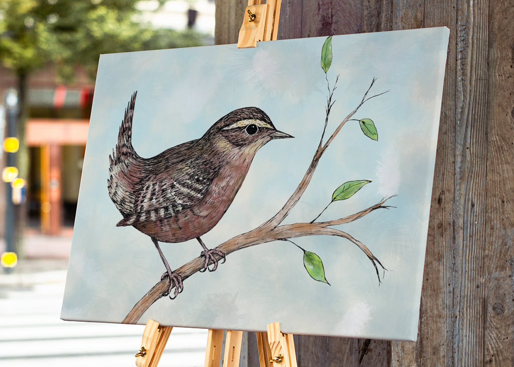 Farbige Tuschezeichnung von 