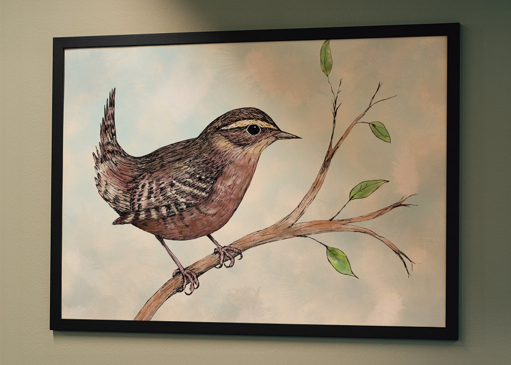 Farbige Tuschezeichnung von 