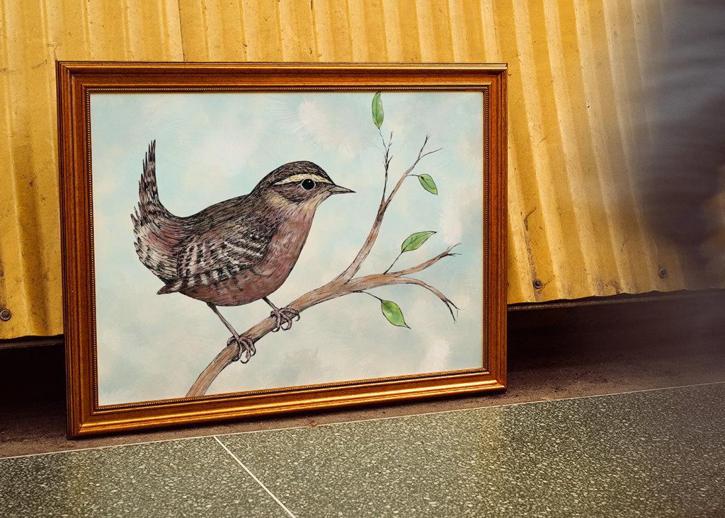 Farbige Tuschezeichnung von 