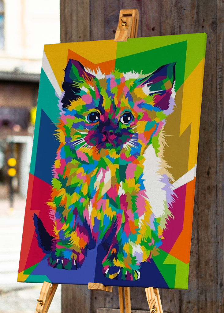 Kočka WPAP Pop Art