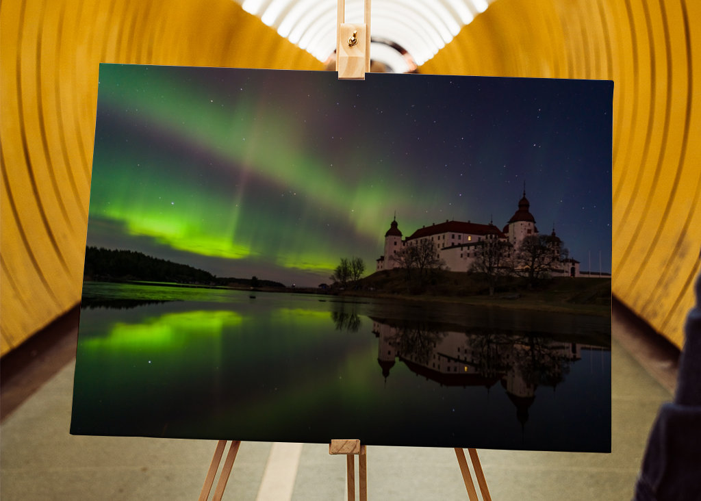 Nordlys bag Läckö Slot
