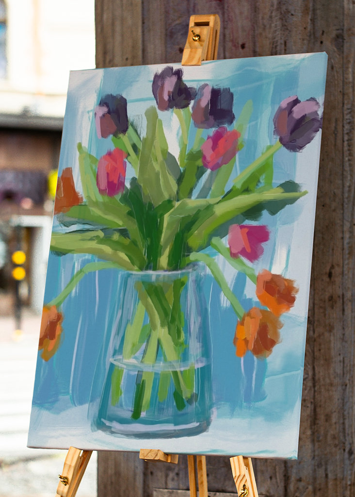 Tulips in a glass vase